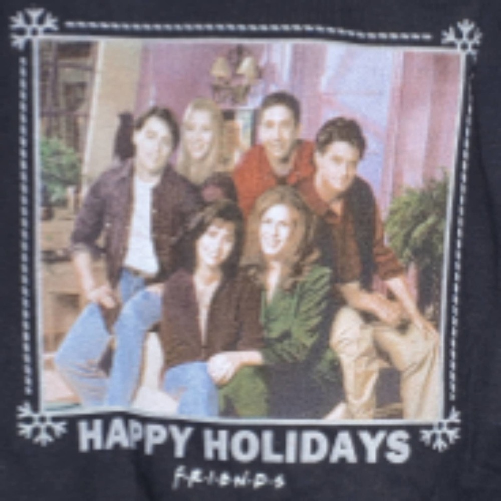 FRIENDS Sweatshirt Black Happy Holidays GIFT Crewneck Sz S - Picture 4 of 5